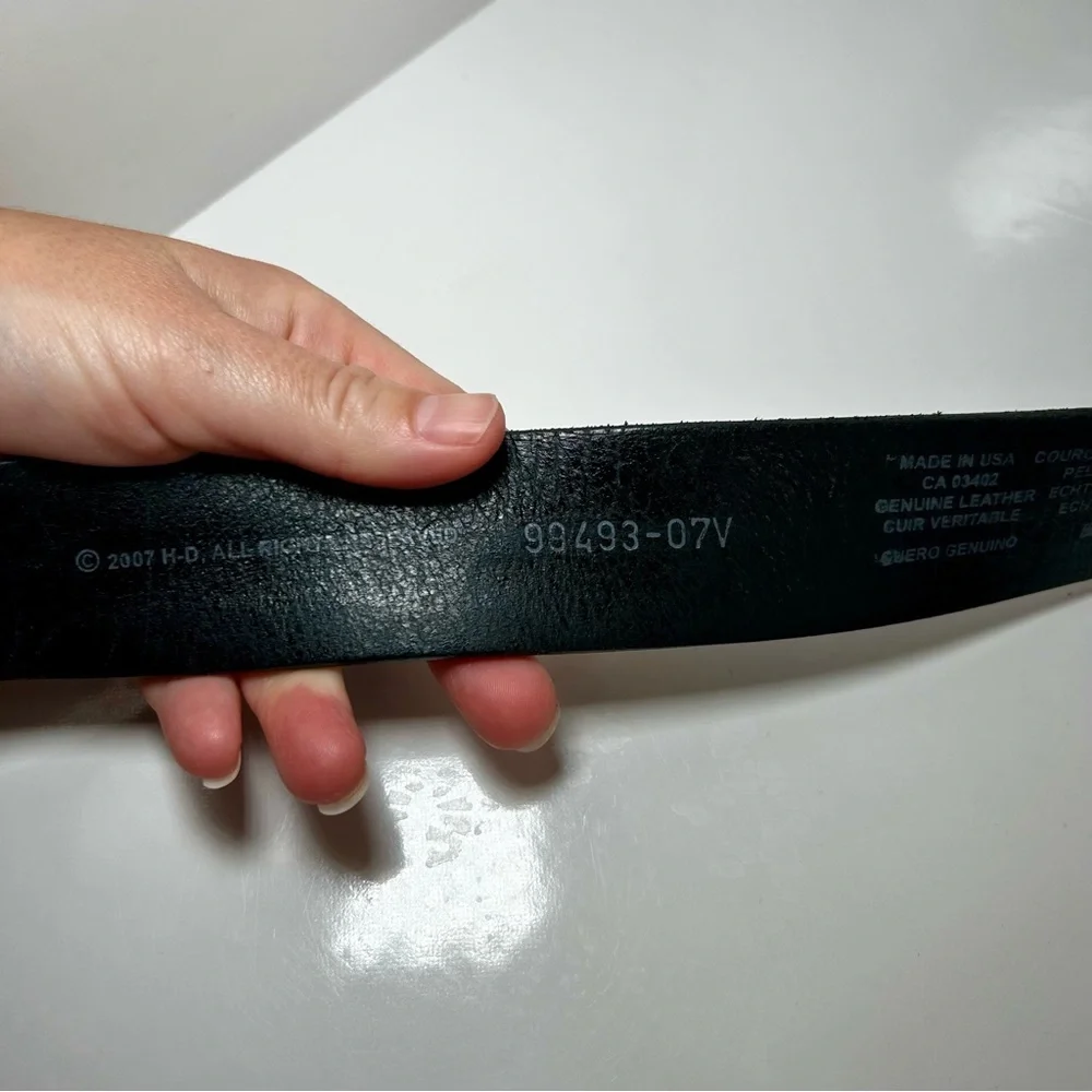 ✨✨SOLD✨✨Harley-Davidson Men’s Black Leather Belt with Harley Silver Buckle - Picture 7 of 8